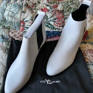 Yosi Samra Melissa Chelsea boot in White leather.